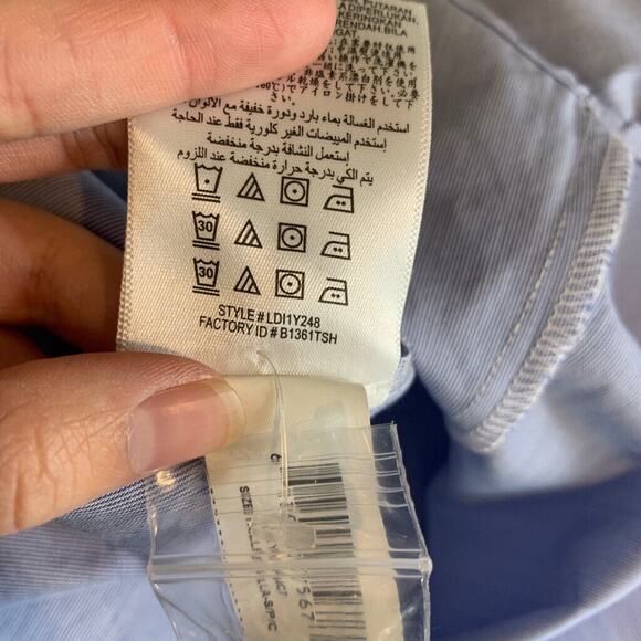 BCBGeneration Shirt Womens S Small Blue Striped Collar Cold Shoulder Button Up - Picture 13 of 16